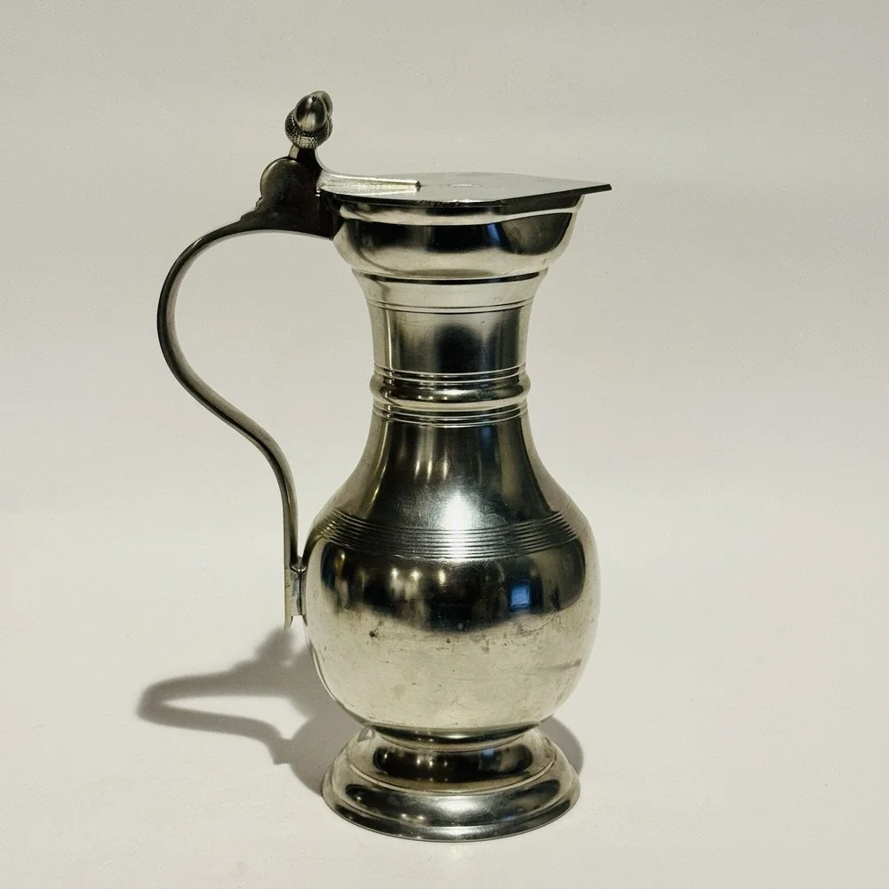 Vintage Etain Sigg Zinn Frauenfeld Tankard Flip Top Lid Double Acorn Finil‎ .8L